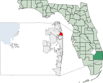 Map of Florida highlighting North Palm Beach